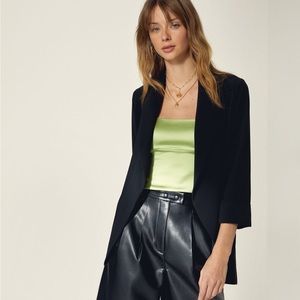 Aritzia Wilfred Sz 2 Chevalier Black Light Open Front Classic Blazer